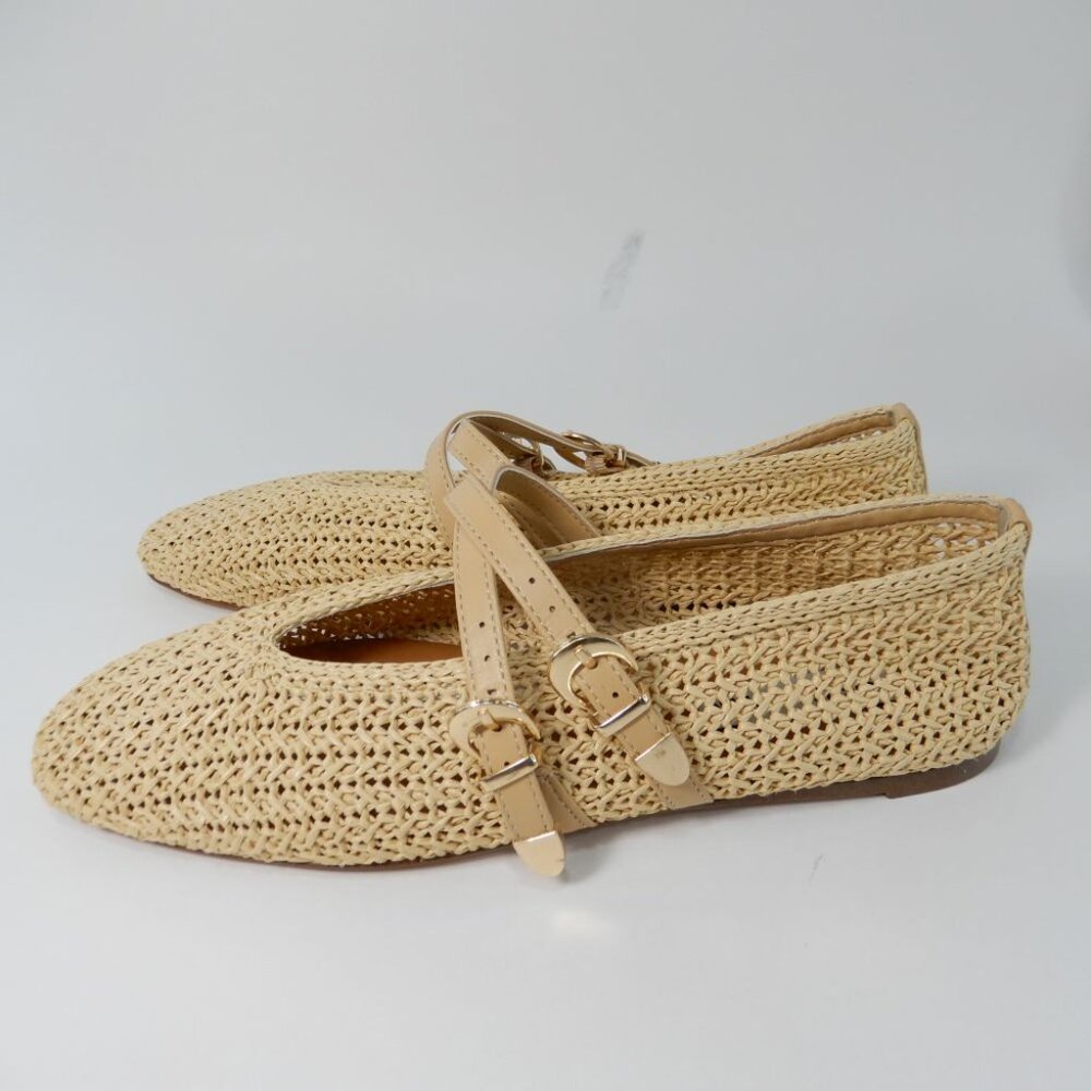 Steve Madden Laney Ballet Flats Mary Jane Size 7 Natural Woven NEW - Picture 2 of 12